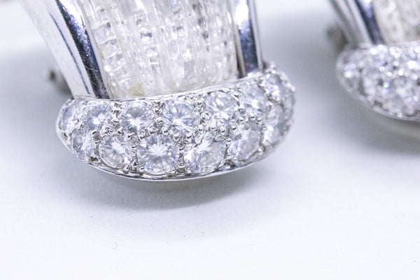 ANDREW CLUNN PLATINUM CARVED QUARTZ & DIAMONDS EARRINGS