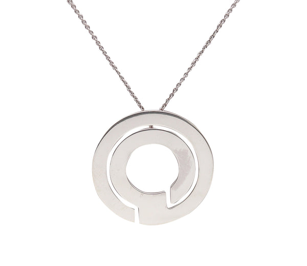 -Dinh Van Paris Modernism Geometric Labyrinth Necklace Pendant In Sterling Silver