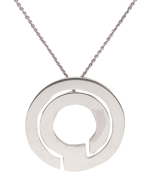 -Dinh Van Paris Modernism Geometric Labyrinth Necklace Pendant In Sterling Silver
