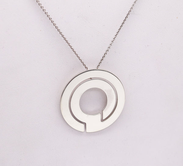 -Dinh Van Paris Modernism Geometric Labyrinth Necklace Pendant In Sterling Silver