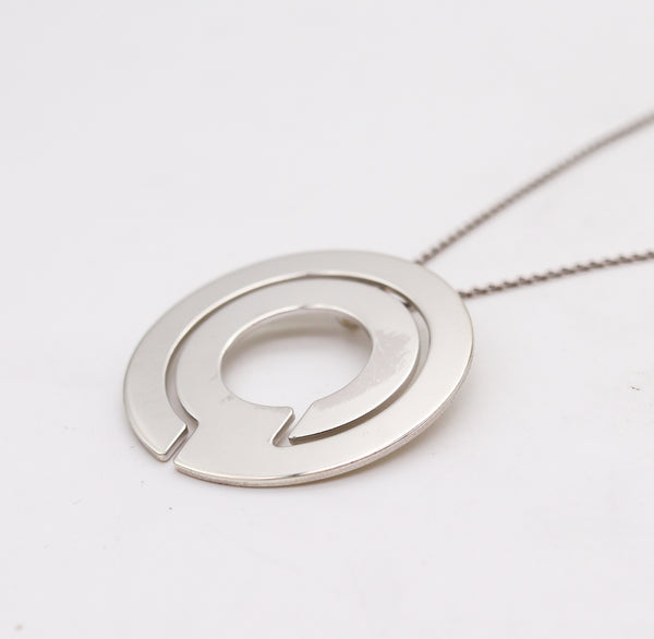 -Dinh Van Paris Modernism Geometric Labyrinth Necklace Pendant In Sterling Silver