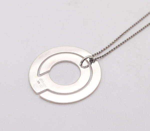 -Dinh Van Paris Modernism Geometric Labyrinth Necklace Pendant In Sterling Silver