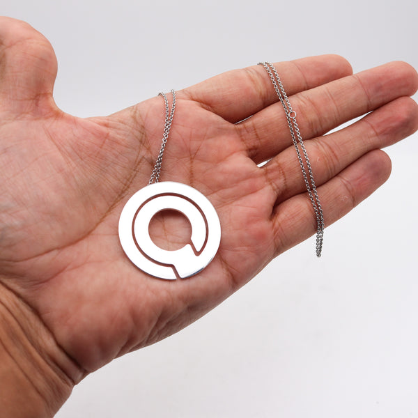 -Dinh Van Paris Modernism Geometric Labyrinth Necklace Pendant In Sterling Silver