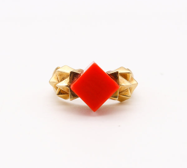 Tiffany & Co. 1970 By Donald Claflin Sculptural Ring In 18Kt Yellow Gold With Coral