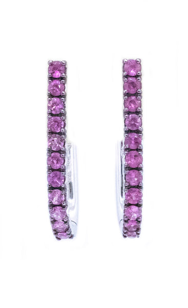 RHODOLITE GARNETS 14 KT HUGGIES EARRINGS