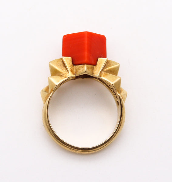 Tiffany & Co. 1970 By Donald Claflin Sculptural Ring In 18Kt Yellow Gold With Coral