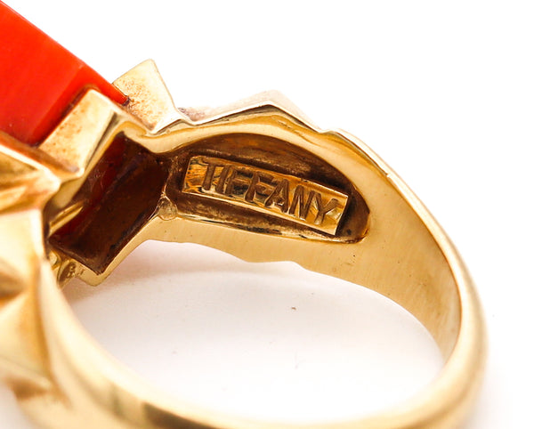 Tiffany & Co. 1970 By Donald Claflin Sculptural Ring In 18Kt Yellow Gold With Coral