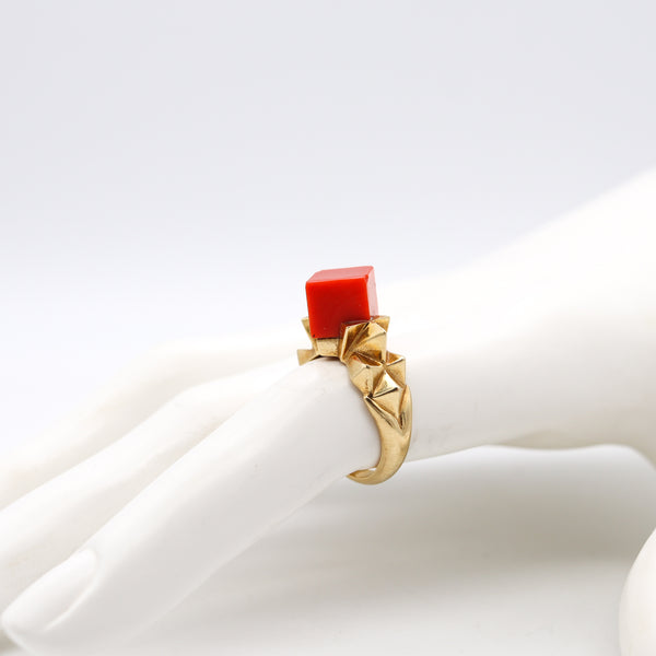 Tiffany & Co. 1970 By Donald Claflin Sculptural Ring In 18Kt Yellow Gold With Coral
