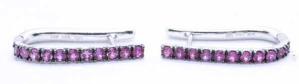 RHODOLITE GARNETS 14 KT HUGGIES EARRINGS
