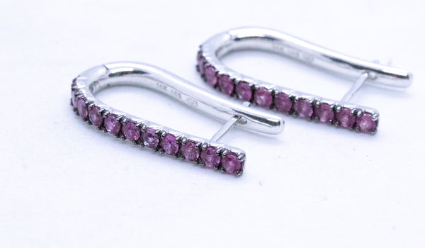 RHODOLITE GARNETS 14 KT HUGGIES EARRINGS