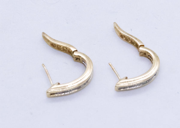 BAGUETTE DIAMONDS LONG HUGGIE 14 KT EARRINGS