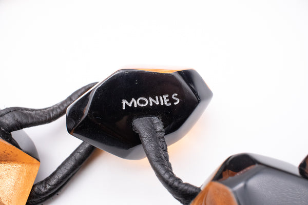 GERDA LYNGGAARD MONIES 1998 FRANCE VINTAGE COPPER & BLACK LUCITE NECKLACE