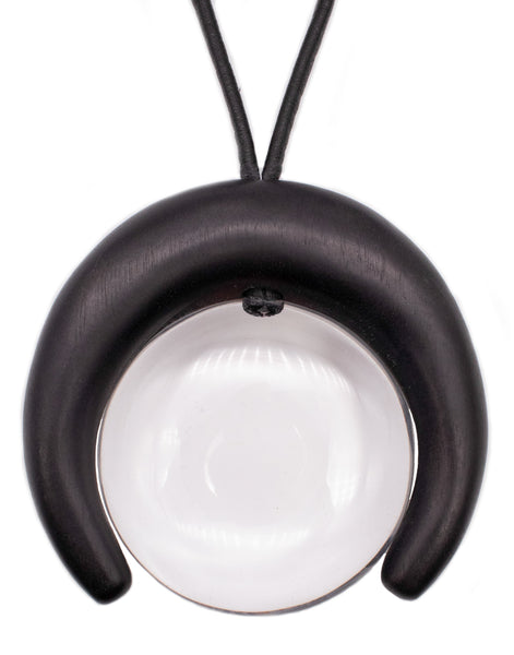 GERDA LYNGGAARD MONIES 1998 FRANCE VINTAGE LUCITE DISC & EBONY NECKLACE