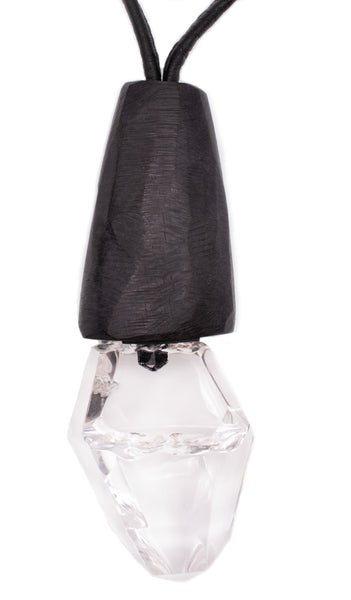 GERDA LYNGGAARD MONIES 1998 FRANCE VINTAGE CARVED LUCITE & EBONY WOOD NECKLACE