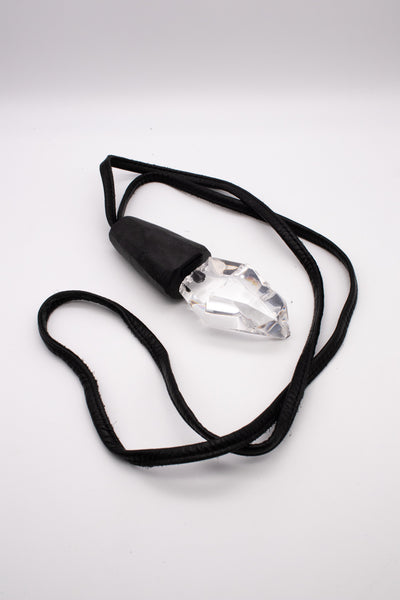 GERDA LYNGGAARD MONIES 1998 FRANCE VINTAGE CARVED LUCITE & EBONY WOOD NECKLACE