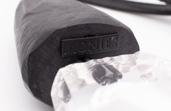 GERDA LYNGGAARD MONIES 1998 FRANCE VINTAGE CARVED LUCITE & EBONY WOOD NECKLACE