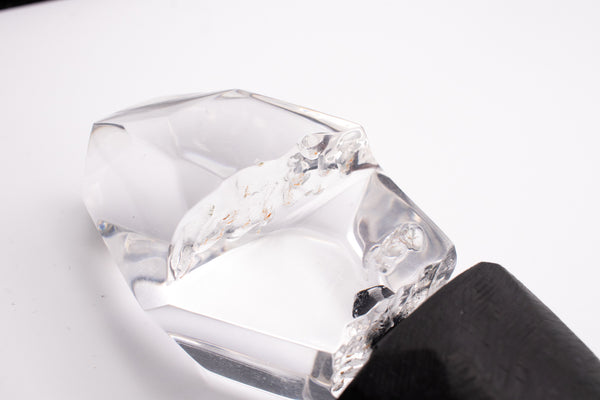 GERDA LYNGGAARD MONIES 1998 FRANCE VINTAGE CARVED LUCITE & EBONY WOOD NECKLACE