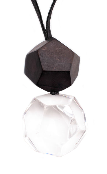 GERDA LYNGGAARD MONIES 1998 FRANCE VINTAGE LUCITE ROCK ROSE WOOD NECKLACE