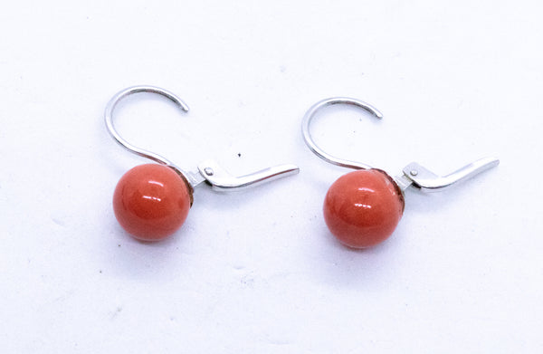 RED CORAL EARRINGS STUD WITH 18 KT FRENCH HOOK