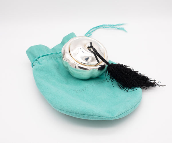-Tiffany & Co. 1980 by Elsa Peretti Pumpkin Trinket Lidded Box In .925 Sterling Silver