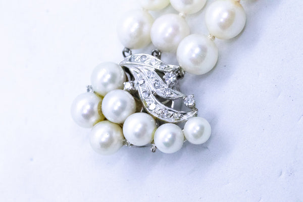 MID CENTURY DIAMONDS AND PEARLS 14 KT BRACELET