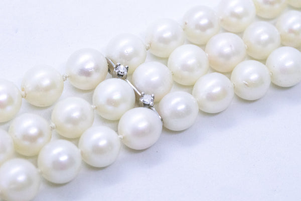 MID CENTURY DIAMONDS AND PEARLS 14 KT BRACELET