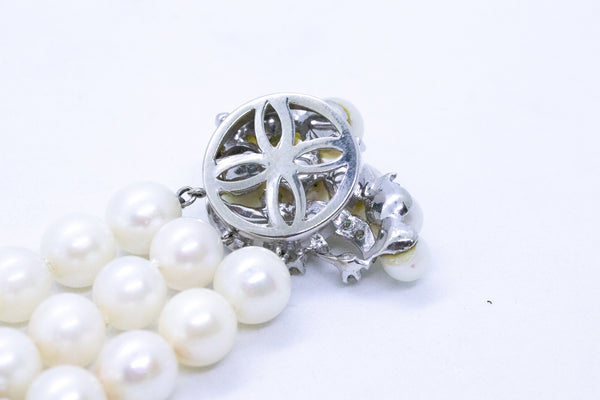 MID CENTURY DIAMONDS AND PEARLS 14 KT BRACELET