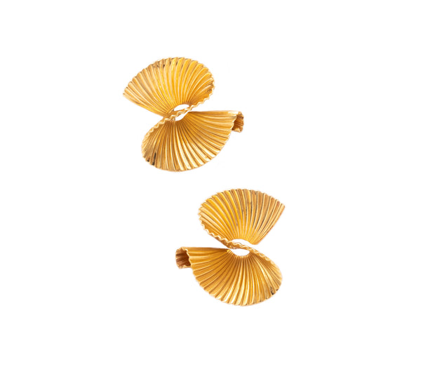 Tiffany Co 1950 By George Schuler Retro Swirl Fan Earrings In 18Kt Yellow Gold