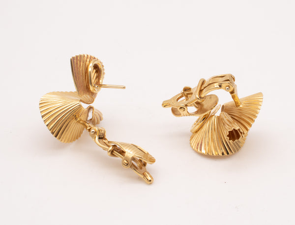 Tiffany Co 1950 By George Schuler Retro Swirl Fan Earrings In 18Kt Yellow Gold