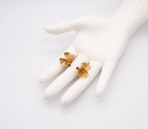 Tiffany Co 1950 By George Schuler Retro Swirl Fan Earrings In 18Kt Yellow Gold