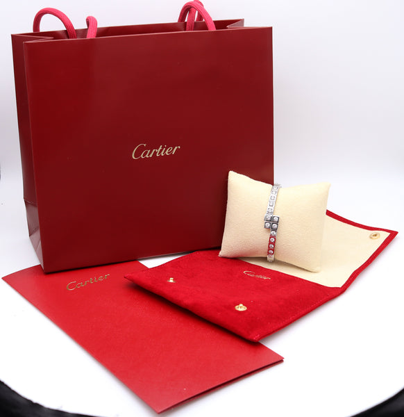 Cartier Paris Flexible Tectonique Bracelet Bangle In 18Kt White Gold With 3.78 Ctw Diamonds