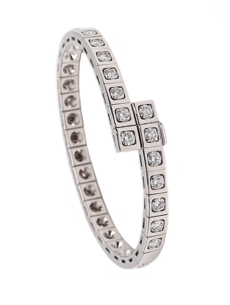 Cartier Paris Flexible Tectonique Bracelet Bangle In 18Kt White Gold With 3.78 Ctw Diamonds