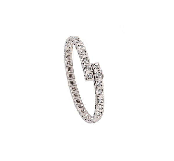 Cartier Paris Flexible Tectonique Bracelet Bangle In 18Kt White Gold With 3.78 Ctw Diamonds