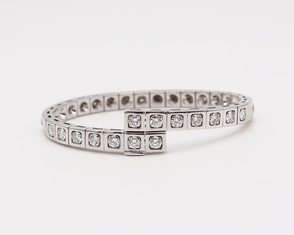 Cartier Paris Flexible Tectonique Bracelet Bangle In 18Kt White Gold With 3.78 Ctw Diamonds
