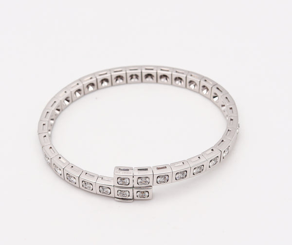 Cartier Paris Flexible Tectonique Bracelet Bangle In 18Kt White Gold With 3.78 Ctw Diamonds