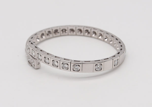 Cartier Paris Flexible Tectonique Bracelet Bangle In 18Kt White Gold With 3.78 Ctw Diamonds
