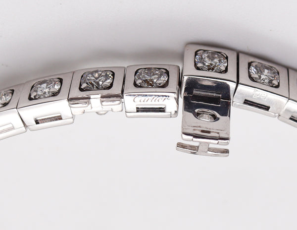 Cartier Paris Flexible Tectonique Bracelet Bangle In 18Kt White Gold With 3.78 Ctw Diamonds