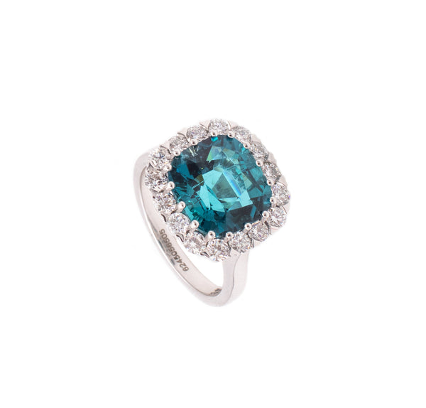 *Gia Certified Orloff Ehrenskjold ring in 18 kt gold with 6.80 Ctw in blue Paraiba tourmaline & diamonds.