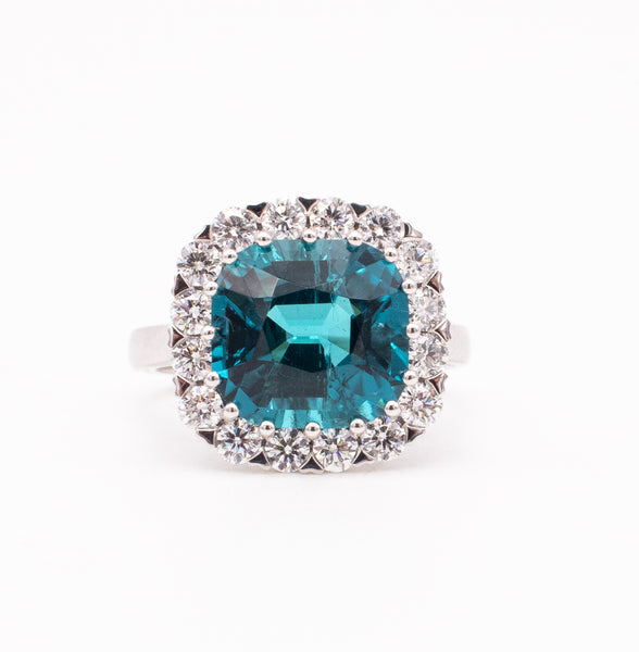*Gia Certified Orloff Ehrenskjold ring in 18 kt gold with 6.80 Ctw in blue Paraiba tourmaline & diamonds.