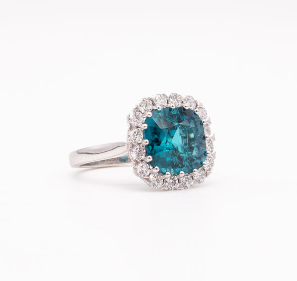 *Gia Certified Orloff Ehrenskjold ring in 18 kt gold with 6.80 Ctw in blue Paraiba tourmaline & diamonds.
