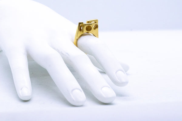 GEOMETRICAL ARCHITECTURAL RING IN SOLID 22 KT GOLD