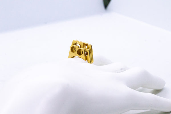 GEOMETRICAL ARCHITECTURAL RING IN SOLID 22 KT GOLD