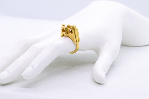 GEOMETRICAL ARCHITECTURAL RING IN SOLID 22 KT GOLD
