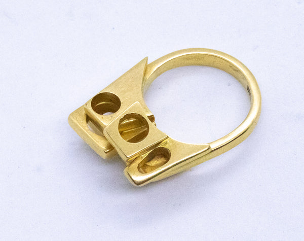 GEOMETRICAL ARCHITECTURAL RING IN SOLID 22 KT GOLD