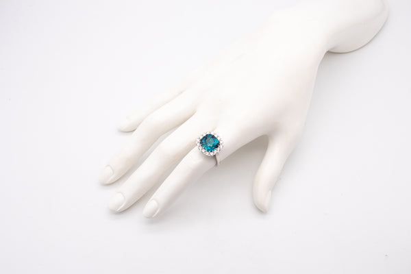 *Gia Certified Orloff Ehrenskjold ring in 18 kt gold with 6.80 Ctw in blue Paraiba tourmaline & diamonds.