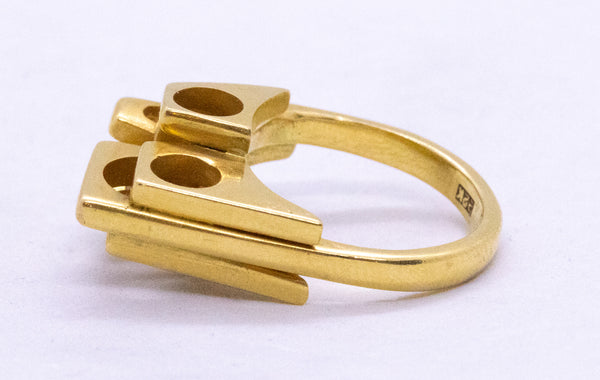 GEOMETRICAL ARCHITECTURAL RING IN SOLID 22 KT GOLD