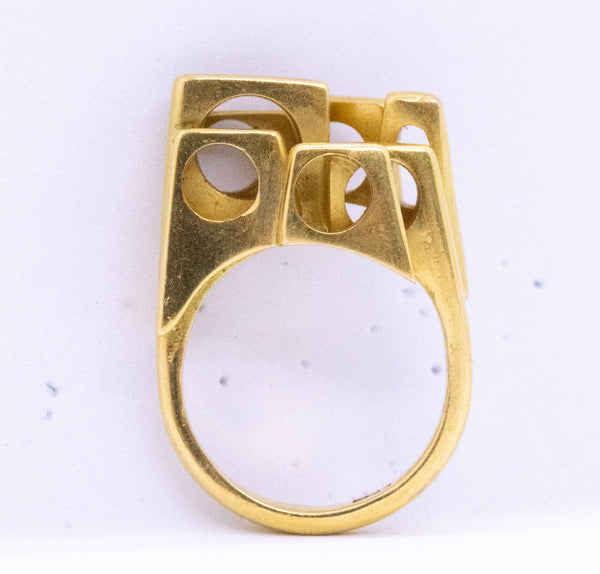 GEOMETRICAL ARCHITECTURAL RING IN SOLID 22 KT GOLD