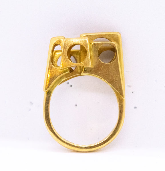 GEOMETRICAL ARCHITECTURAL RING IN SOLID 22 KT GOLD