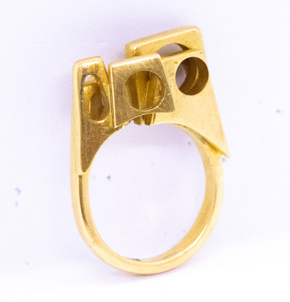 GEOMETRICAL ARCHITECTURAL RING IN SOLID 22 KT GOLD