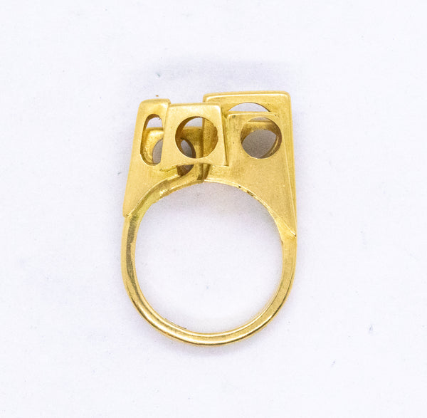 GEOMETRICAL ARCHITECTURAL RING IN SOLID 22 KT GOLD